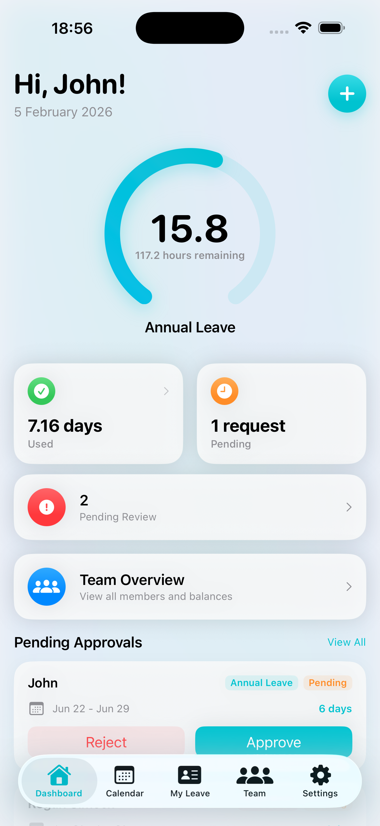 TeamLeave App Dashboard